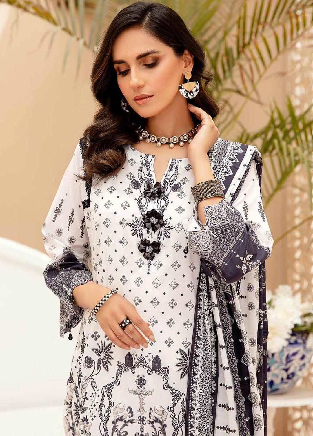 Tarz-e-Libas By Banafsheh Embroidered Lawn Suits Unstitched 3 Piece BF22TL BNT-08 - Summer Collection