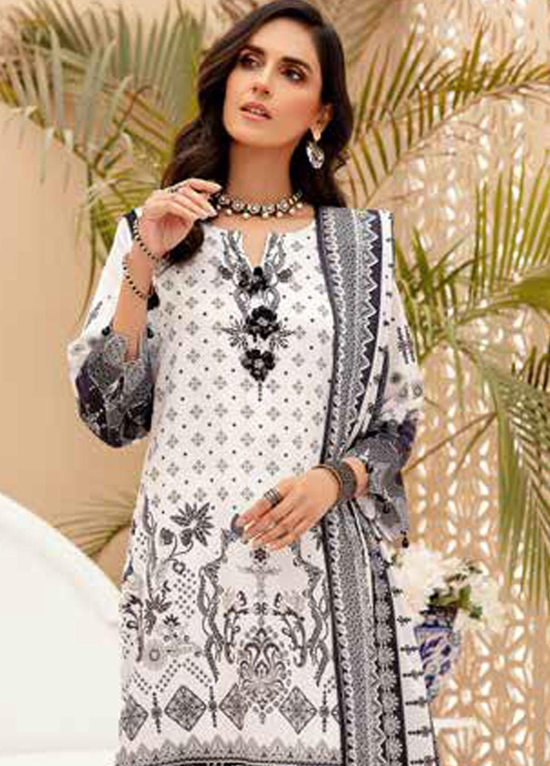 Tarz-e-Libas By Banafsheh Embroidered Lawn Suits Unstitched 3 Piece BF22TL BNT-08 - Summer Collection