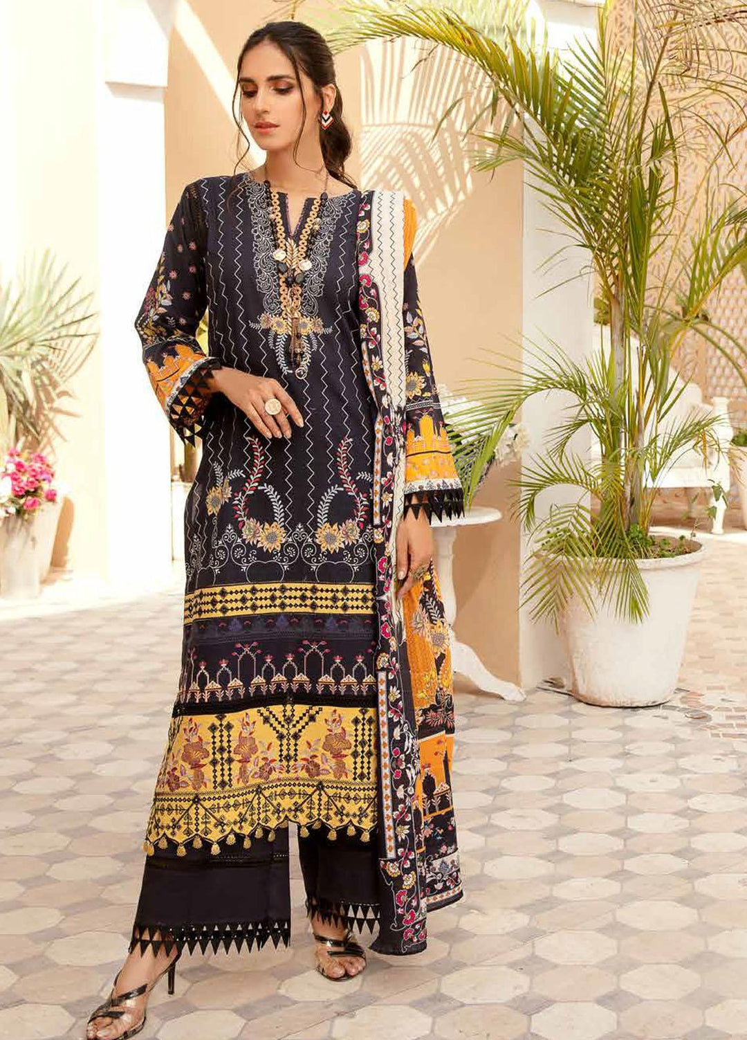 Tarz-e-Libas By Banafsheh Embroidered Lawn Suits Unstitched 3 Piece BF22TL BNT-09 - Summer Collection