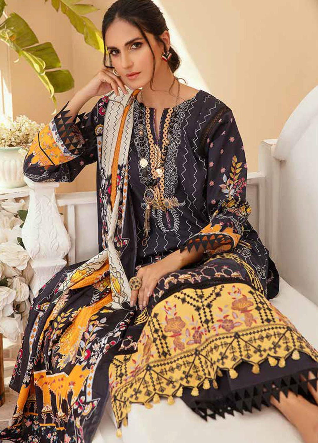 Tarz-e-Libas By Banafsheh Embroidered Lawn Suits Unstitched 3 Piece BF22TL BNT-09 - Summer Collection