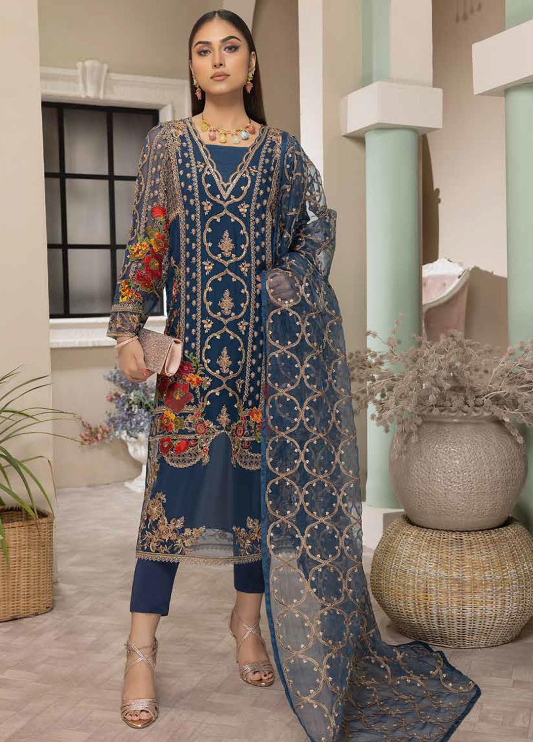 Tasawar By Charizma Embroidered Chiffon Suits Unstitched 4 Piece CRZ23T CEC-01 - Formal Collection