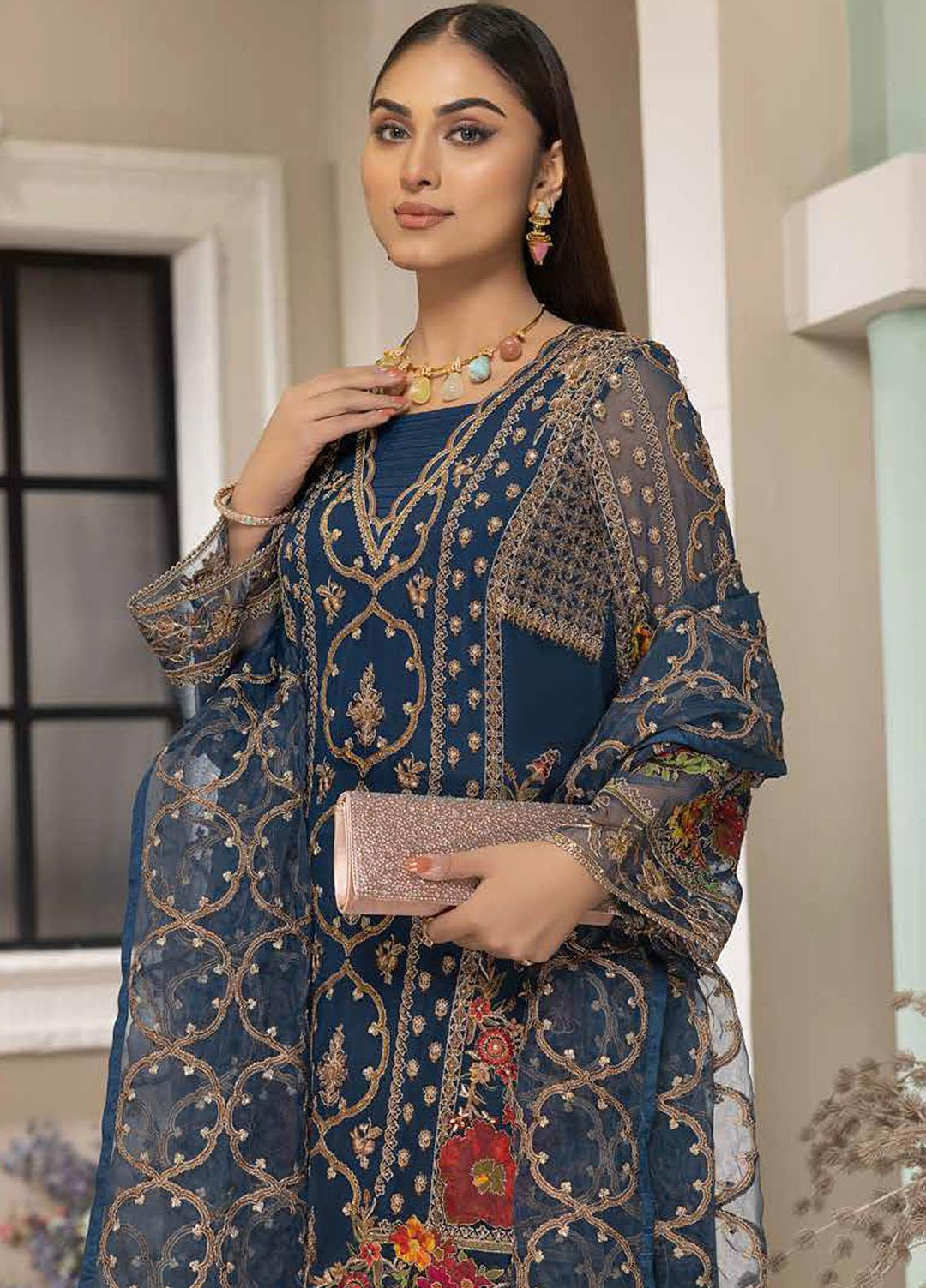 Tasawar By Charizma Embroidered Chiffon Suits Unstitched 4 Piece CRZ23T CEC-01 - Formal Collection