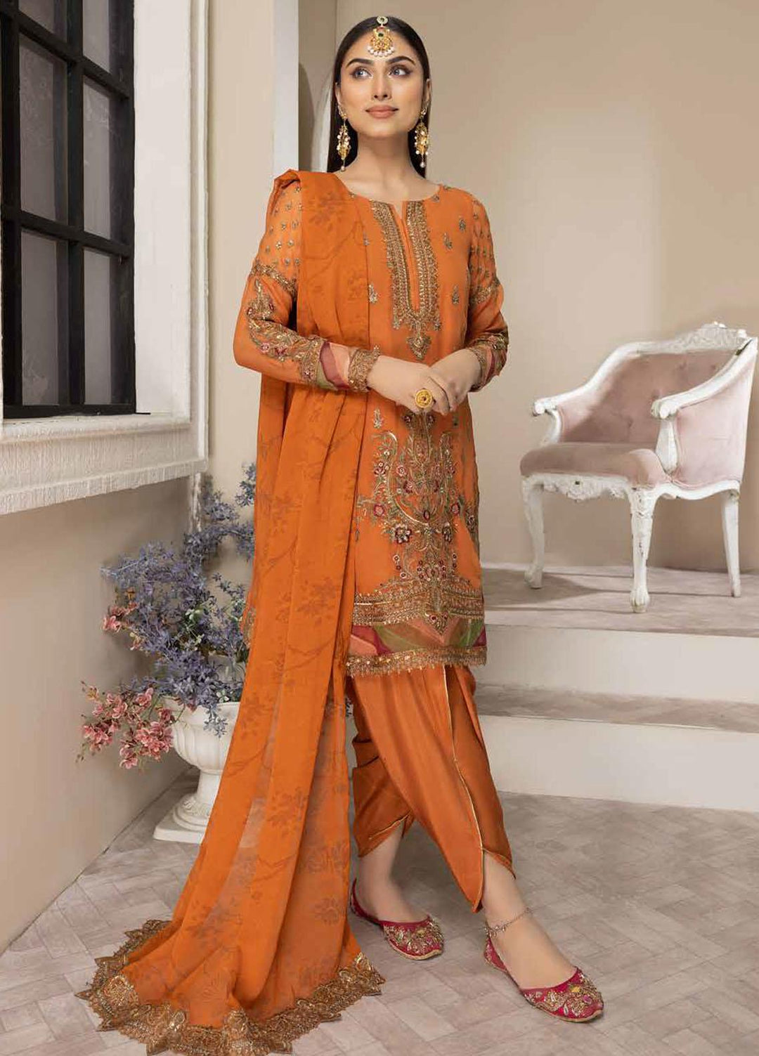 Tasawar By Charizma Embroidered Chiffon Suits Unstitched 4 Piece CRZ23T CEC-02 - Formal Collection