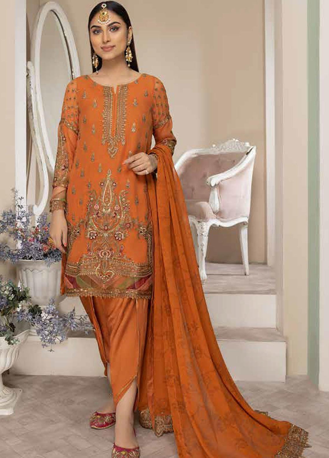 Tasawar By Charizma Embroidered Chiffon Suits Unstitched 4 Piece CRZ23T CEC-02 - Formal Collection