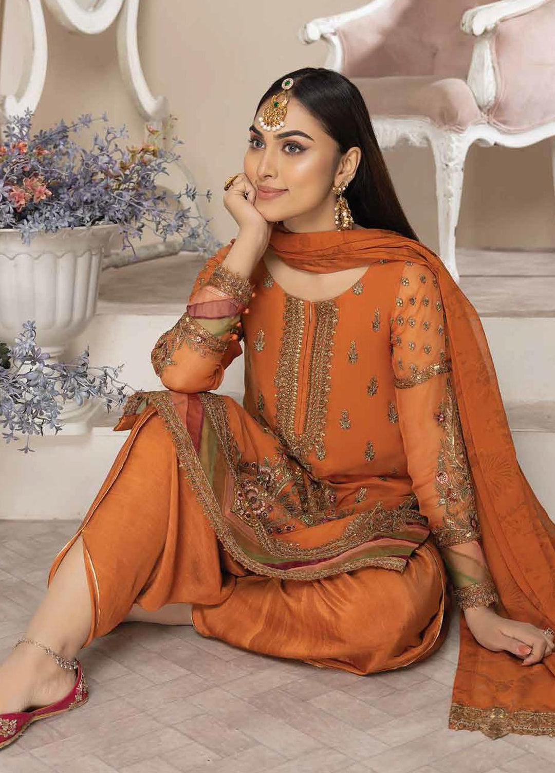 Tasawar By Charizma Embroidered Chiffon Suits Unstitched 4 Piece CRZ23T CEC-02 - Formal Collection