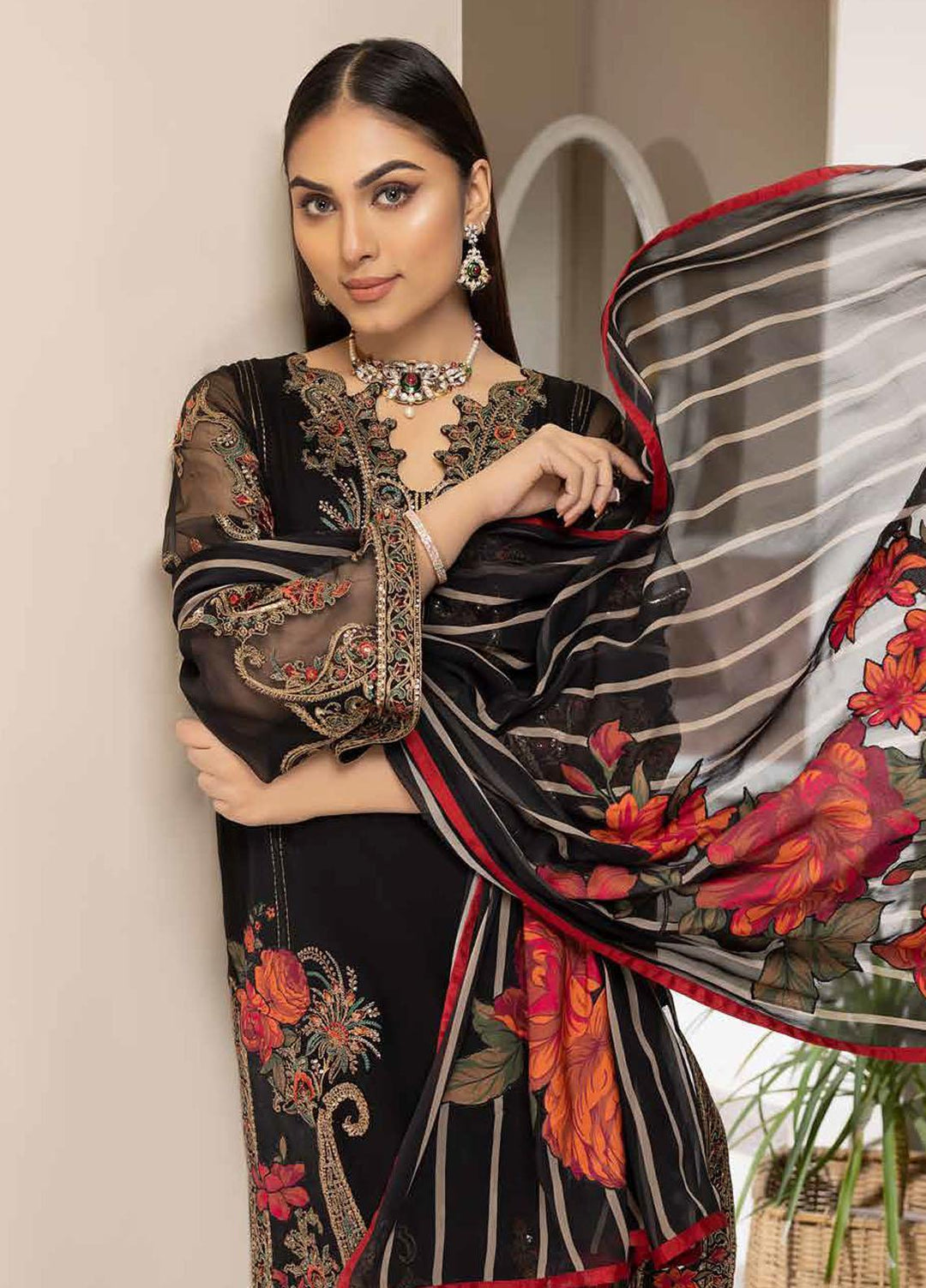 Tasawar By Charizma Embroidered Chiffon Suits Unstitched 4 Piece CRZ23T CEC-03 - Formal Collection