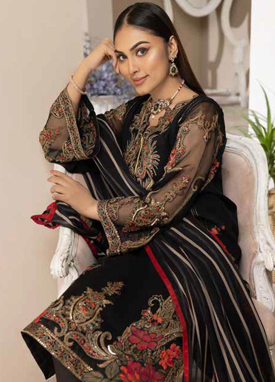 Tasawar By Charizma Embroidered Chiffon Suits Unstitched 4 Piece CRZ23T CEC-03 - Formal Collection