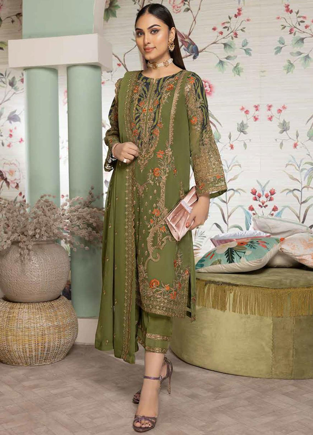 Tasawar By Charizma Embroidered Chiffon Suits Unstitched 4 Piece CRZ23T CEC-04 - Formal Collection