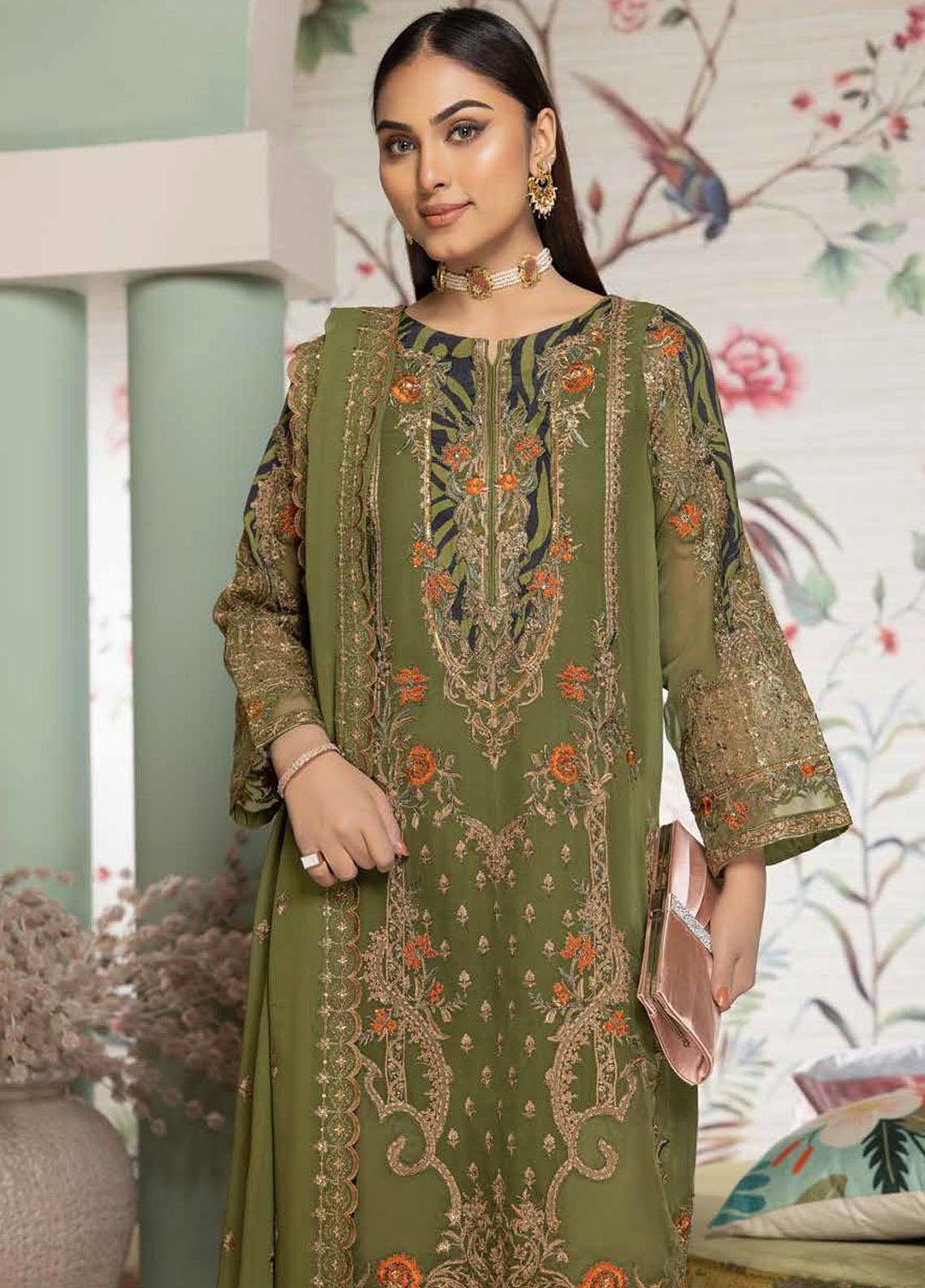 Tasawar By Charizma Embroidered Chiffon Suits Unstitched 4 Piece CRZ23T CEC-04 - Formal Collection