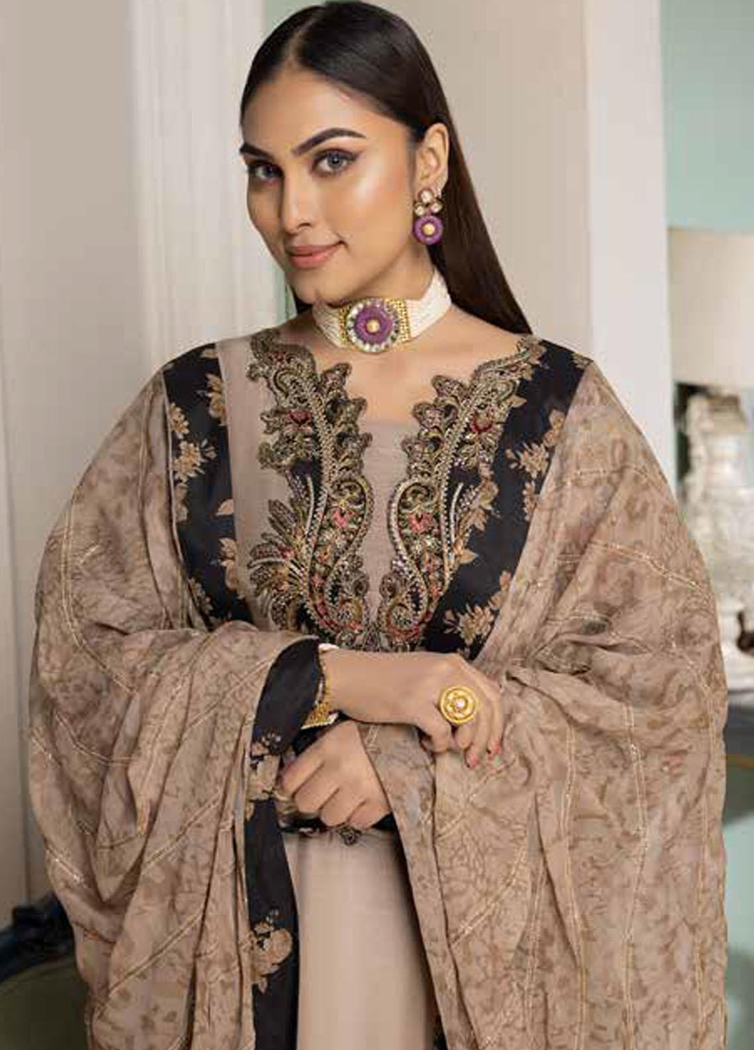Tasawar By Charizma Embroidered Chiffon Suits Unstitched 4 Piece CRZ23T CEC-05 - Formal Collection