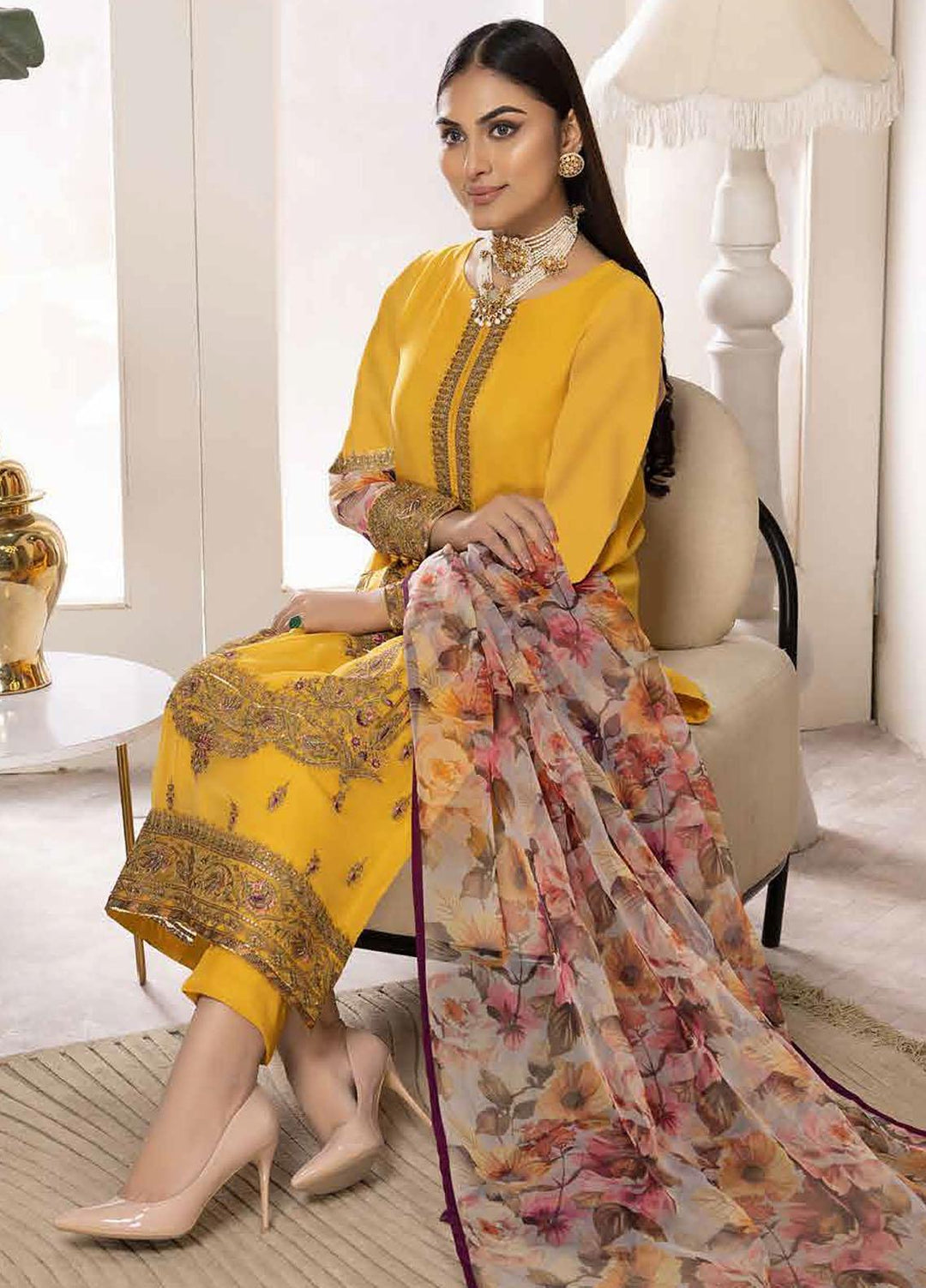 Tasawar By Charizma Embroidered Chiffon Suits Unstitched 4 Piece CRZ23T CEC-06 - Formal Collection