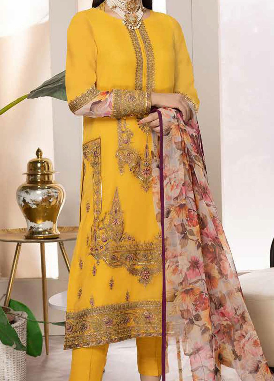 Tasawar By Charizma Embroidered Chiffon Suits Unstitched 4 Piece CRZ23T CEC-06 - Formal Collection