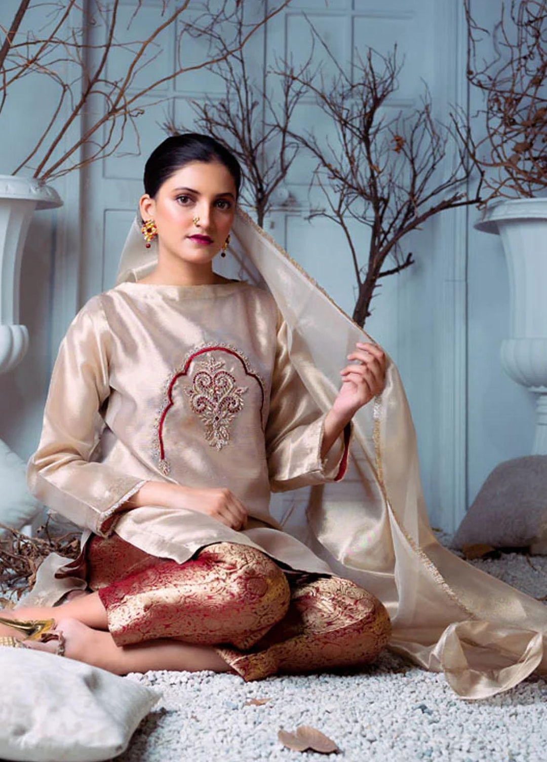 PSK Couture Pret Embroidered Tissue 3 Piece Suit THE SHIMMER