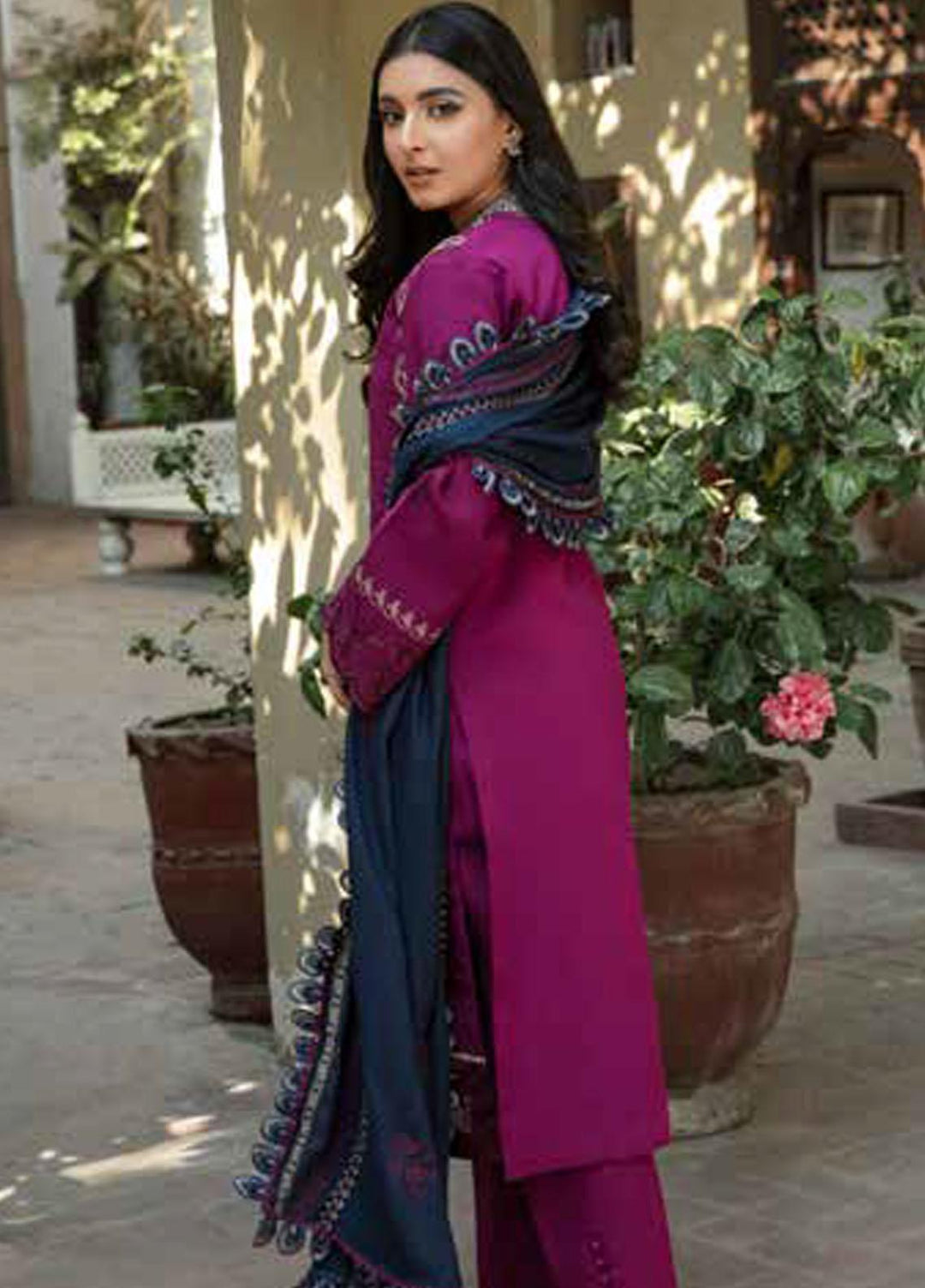 Tassawur By Florent Embroidered Karandi Suits Unstitched 3 Piece FL23T FL-1B - Winter Collection