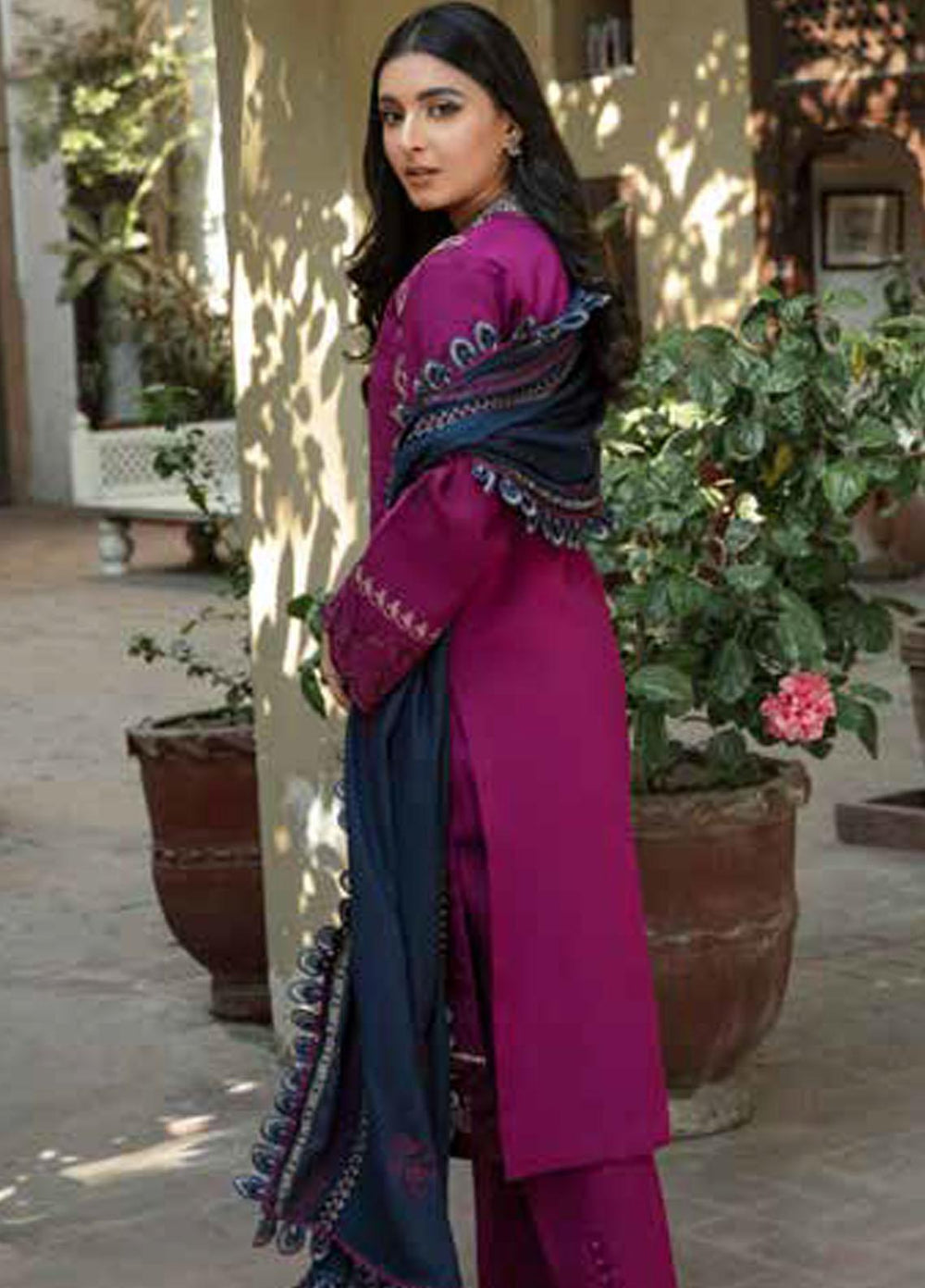 Tassawur By Florent Embroidered Karandi Suits Unstitched 3 Piece FL23T FL-1B - Winter Collection