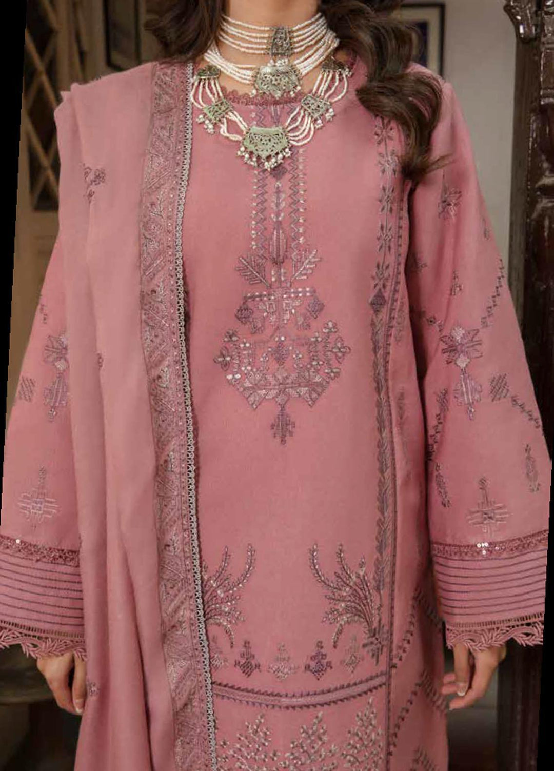 Tassawur By Florent Embroidered Karandi Suits Unstitched 3 Piece FL23T FL-2A - Winter Collection