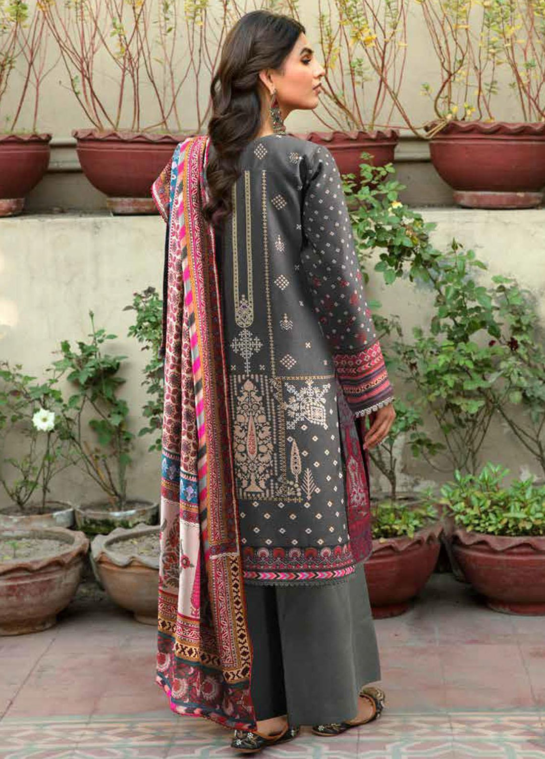 Tassawur By Florent Embroidered Karandi Suits Unstitched 3 Piece FL23T FL-8B - Winter Collection