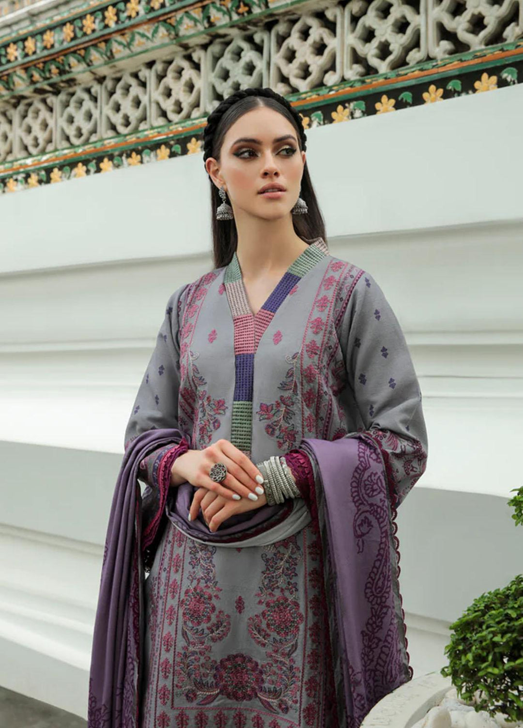 Tassawur By Florent Embroidered Karandi Suits Unstitched 3 Piece FL22T FL-2B - Winter Collection