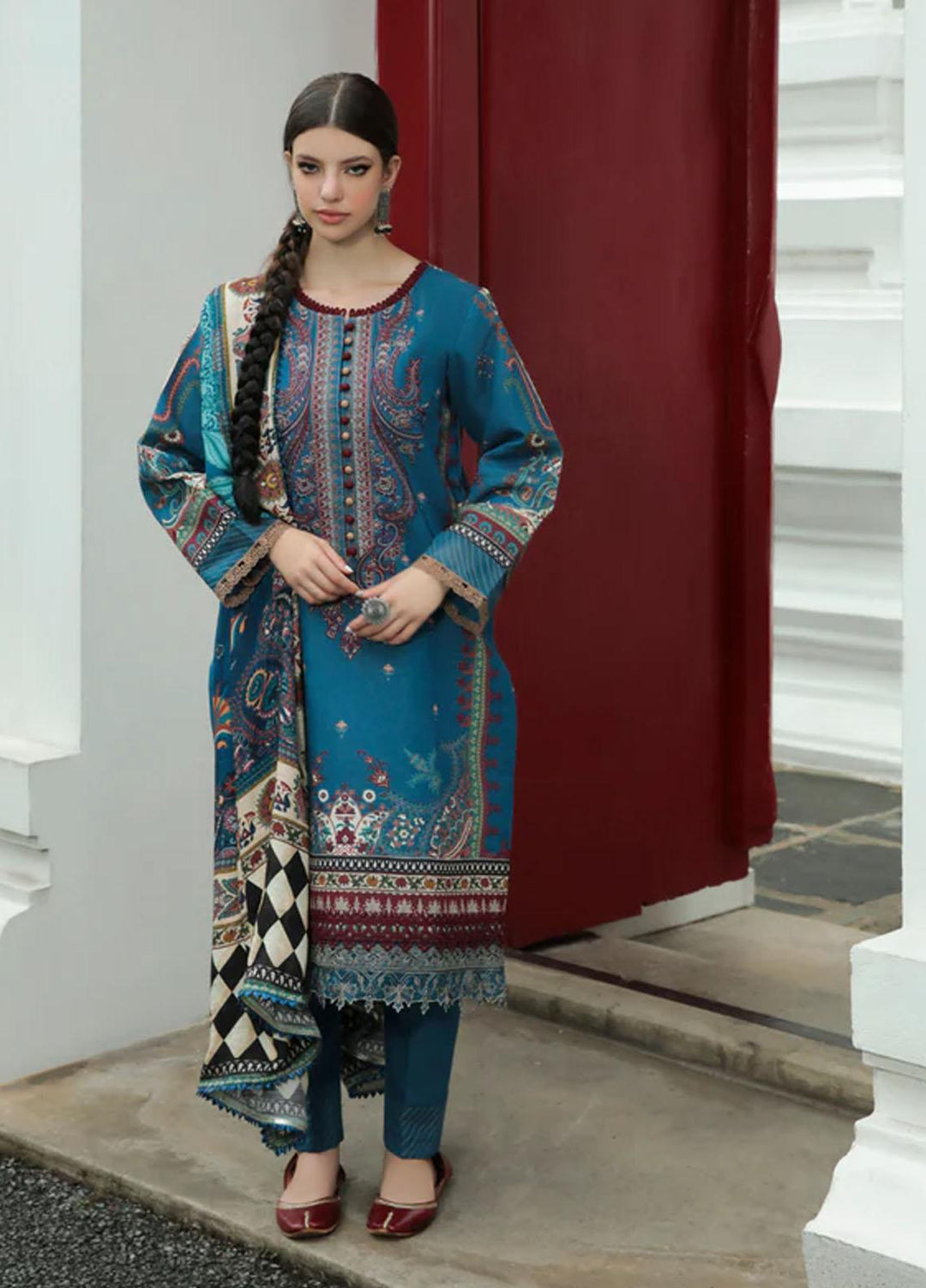 Tassawur By Florent Embroidered Karandi Suits Unstitched 3 Piece FL22T FL-8A - Winter Collection