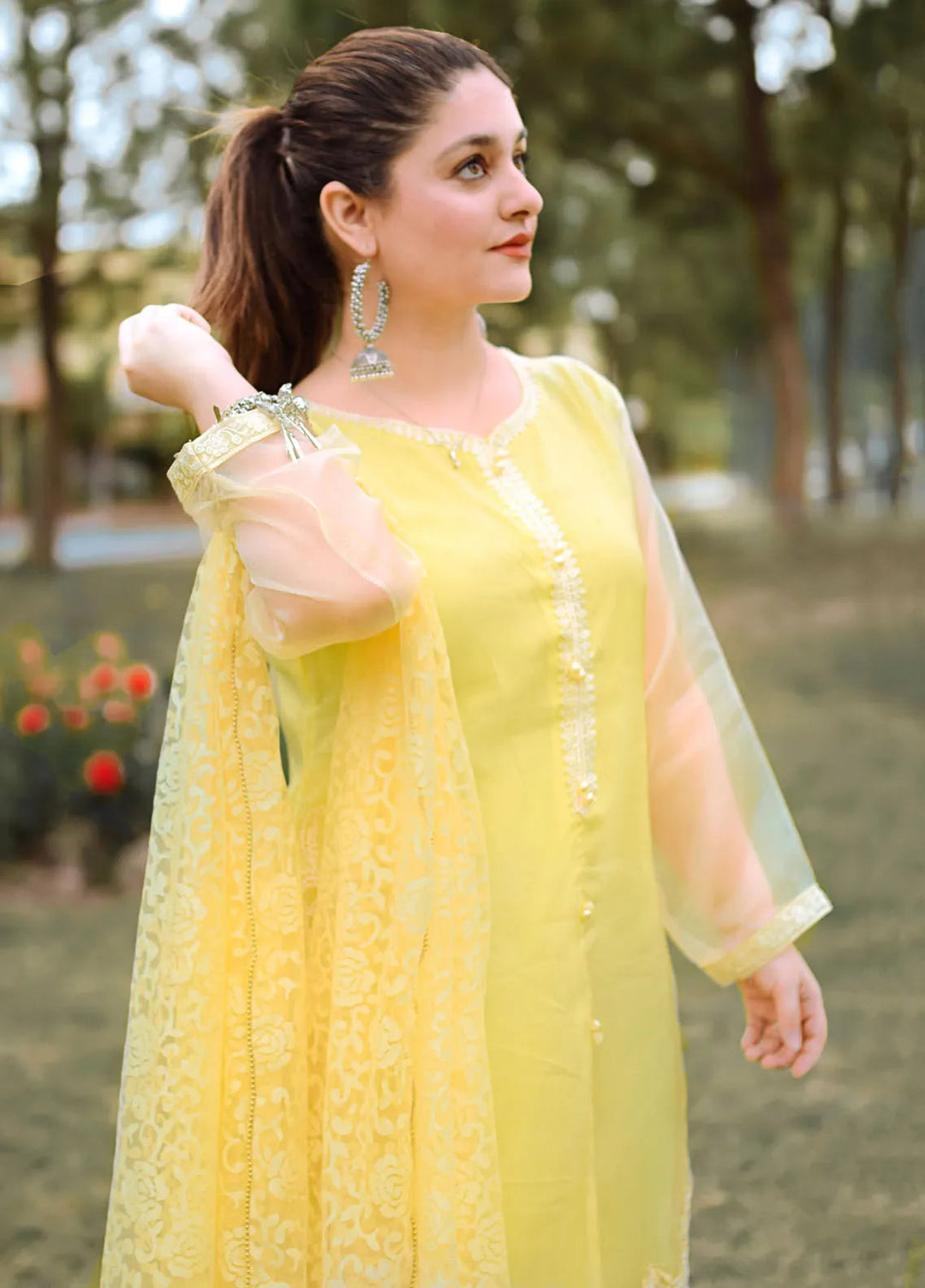 Tassawur Pret Embellished Organza Cotton 3 Piece Suit Classic Tuscany