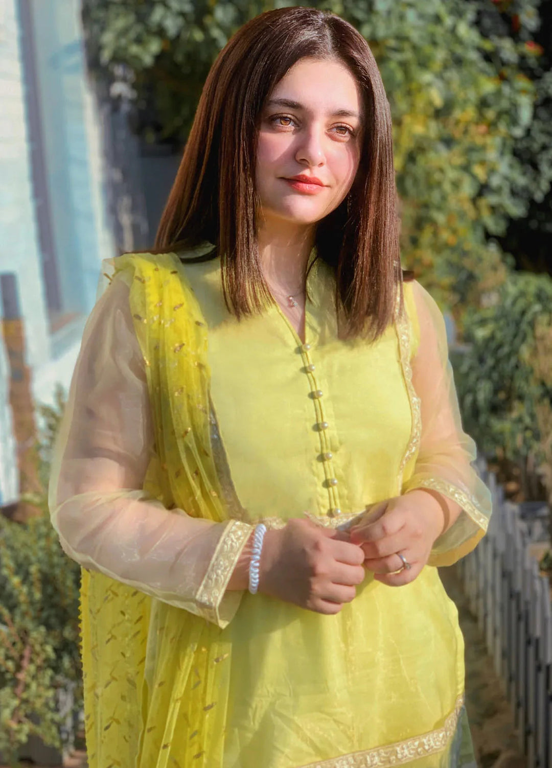 Tassawur Pret Embellished Organza Cotton 3 Piece Suit Topaaz Breeze