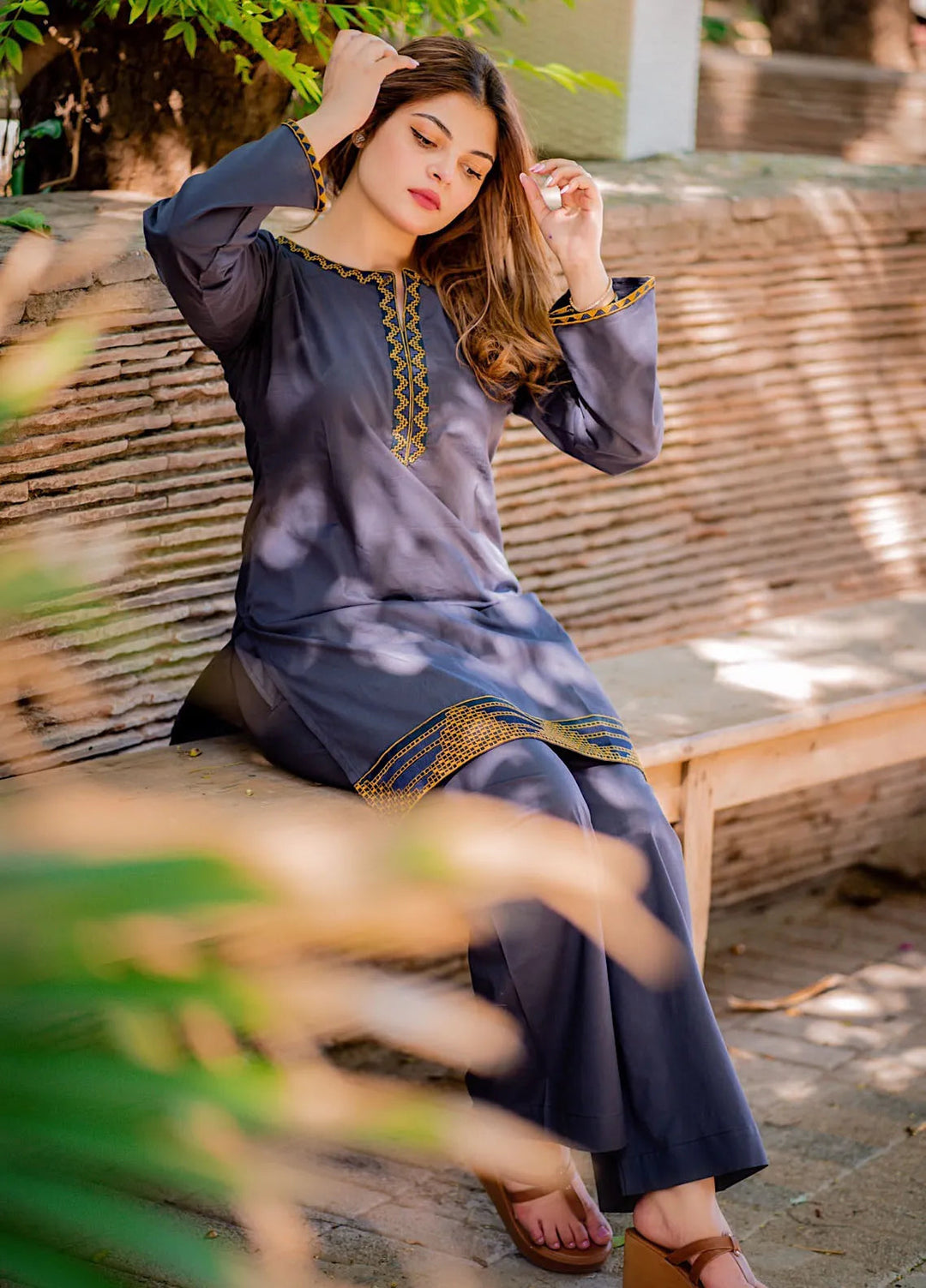 Tassawur Pret Embroidered Cotton 2 Piece Suit Midnight Blue