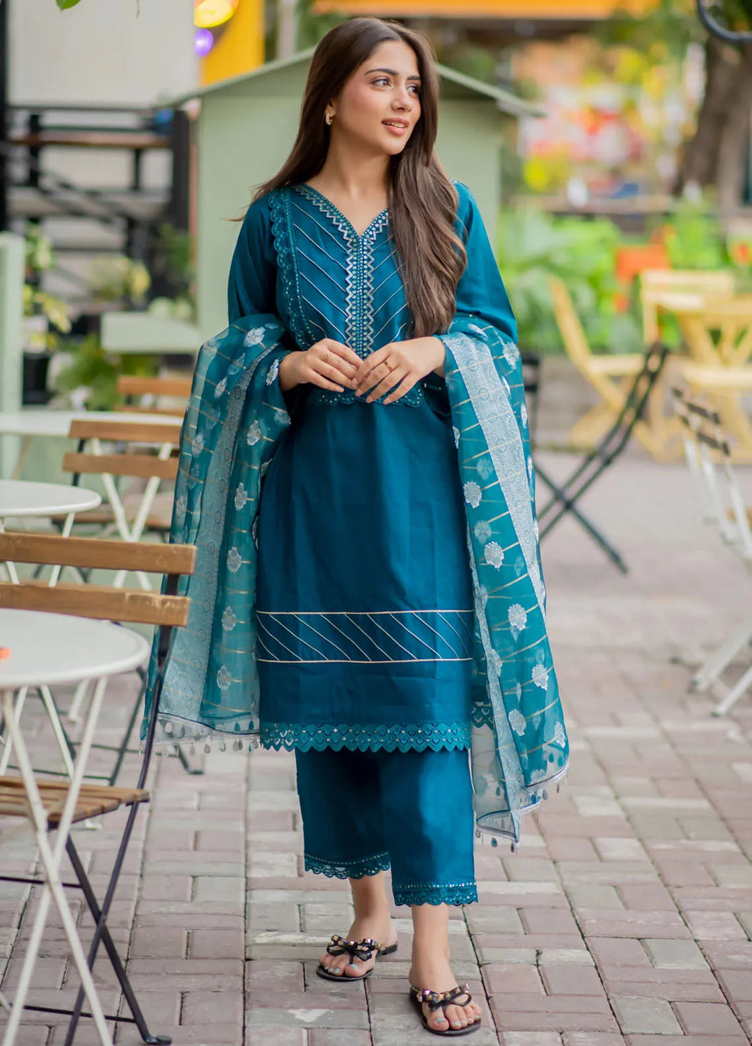 Tassawur Pret Embroidered Cotton 3 Piece Suit Crescent Sky