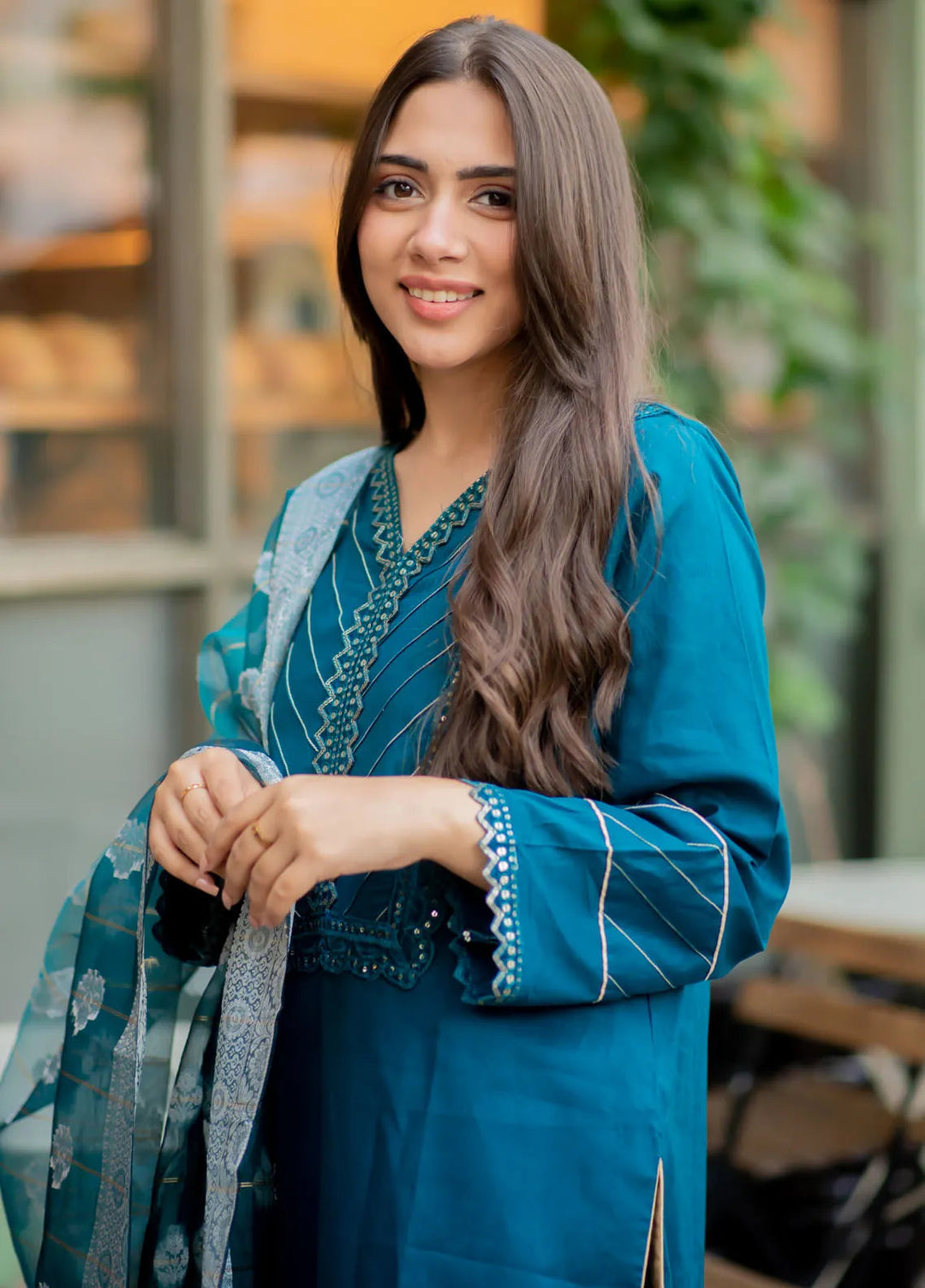 Tassawur Pret Embroidered Cotton 3 Piece Suit Crescent Sky