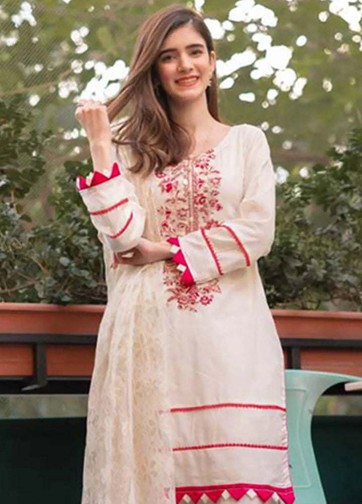 Tassawur Pret Embroidered Cotton 3 Piece Suit Fuchsia Pearl