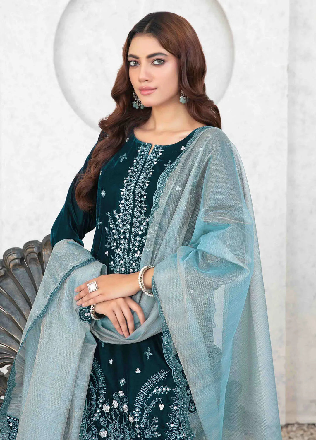 Tawakkal Fabrics Embroidered Velvet Suits Unstitched 3 Piece TWF24R D-4038 - Festive Collection