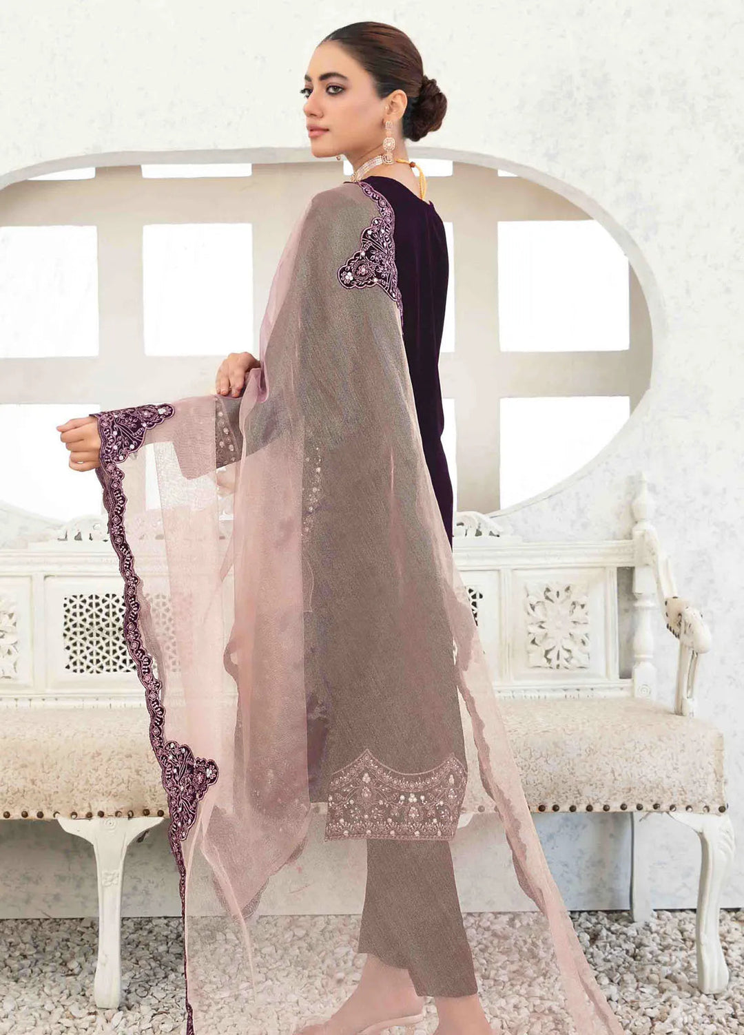 Tawakkal Fabrics Embroidered Velvet Suits Unstitched 3 Piece TWF24R D-4039 - Festive Collection