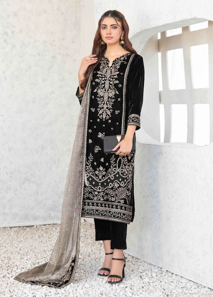 Tawakkal Fabrics Embroidered Velvet Suits Unstitched 3 Piece TWF24R D-4041 - Festive Collection
