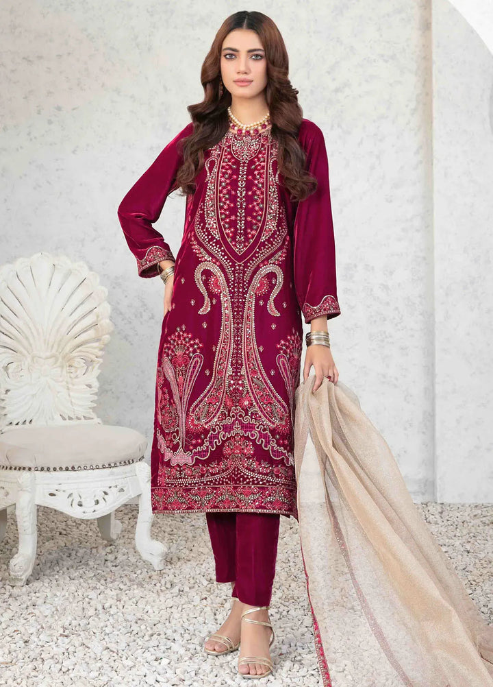 Tawakkal Fabrics Embroidered Velvet Suits Unstitched 3 Piece TWF24R D-4043 - Festive Collection
