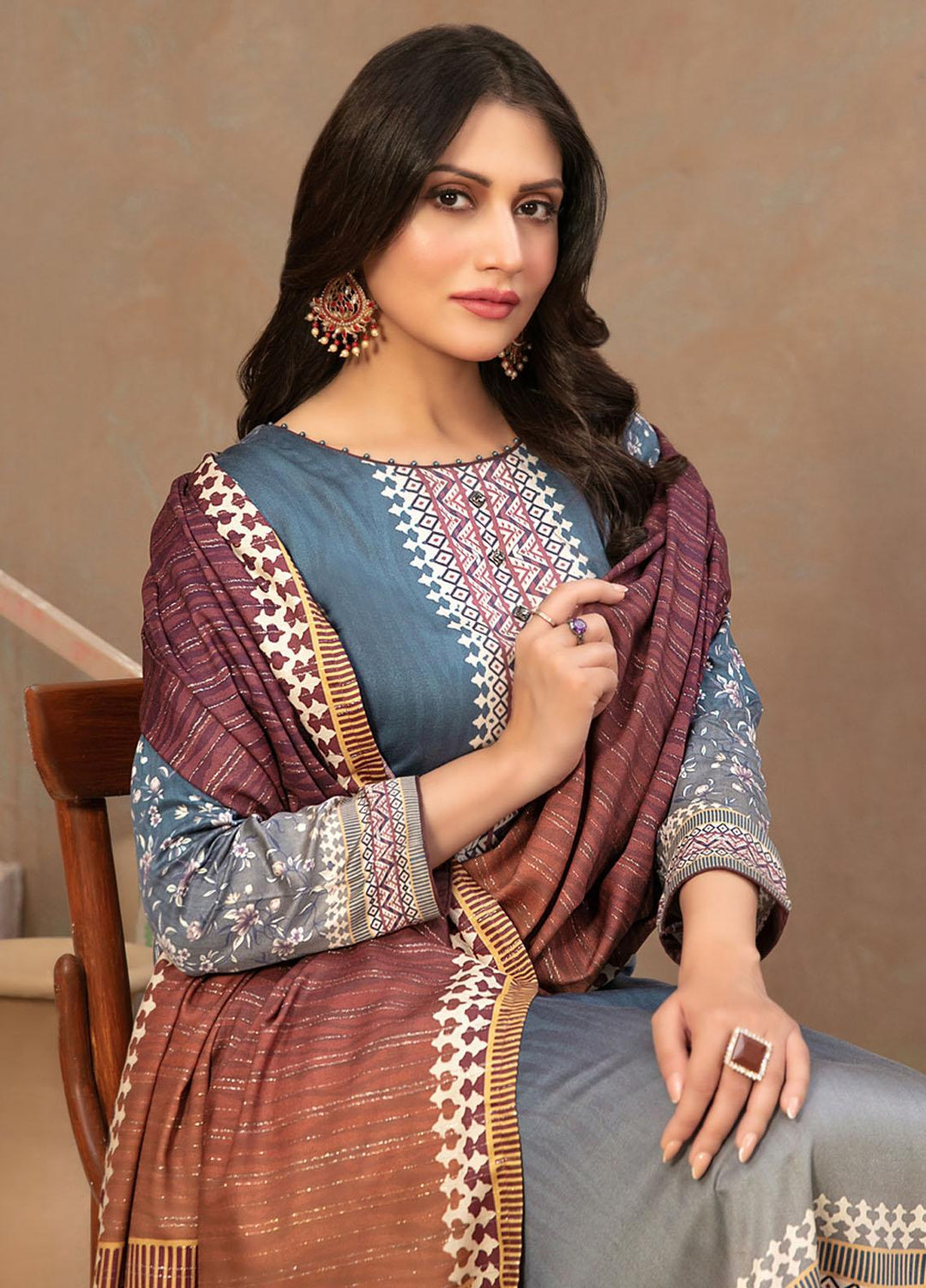 Tawakkal Fabrics Printed Satin Suits Unstitched 3 Piece TWF23ST D-9738 - Winter Collection