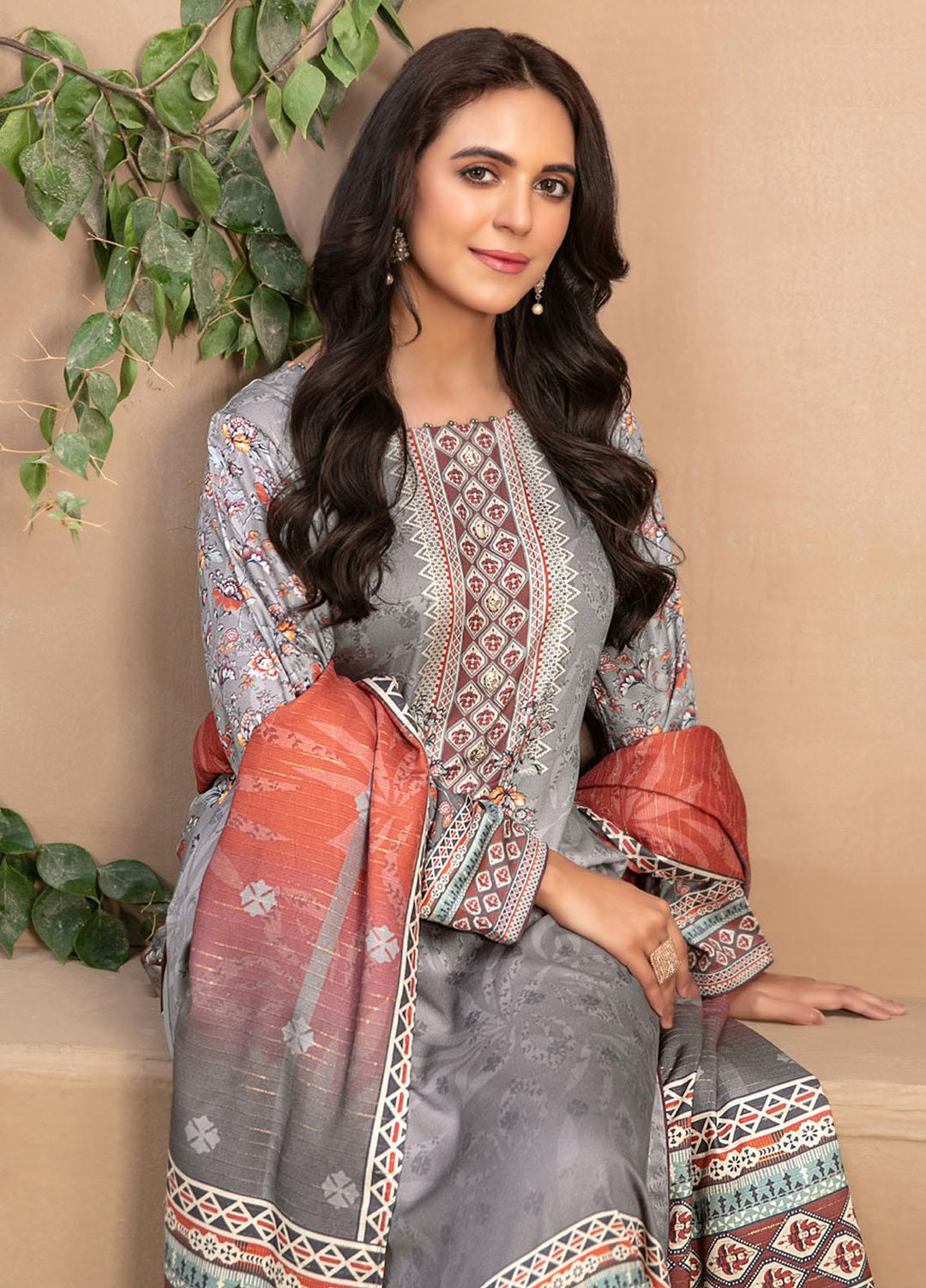 Tawakkal Fabrics Printed Satin Suits Unstitched 3 Piece TWF23ST D-9739 - Winter Collection