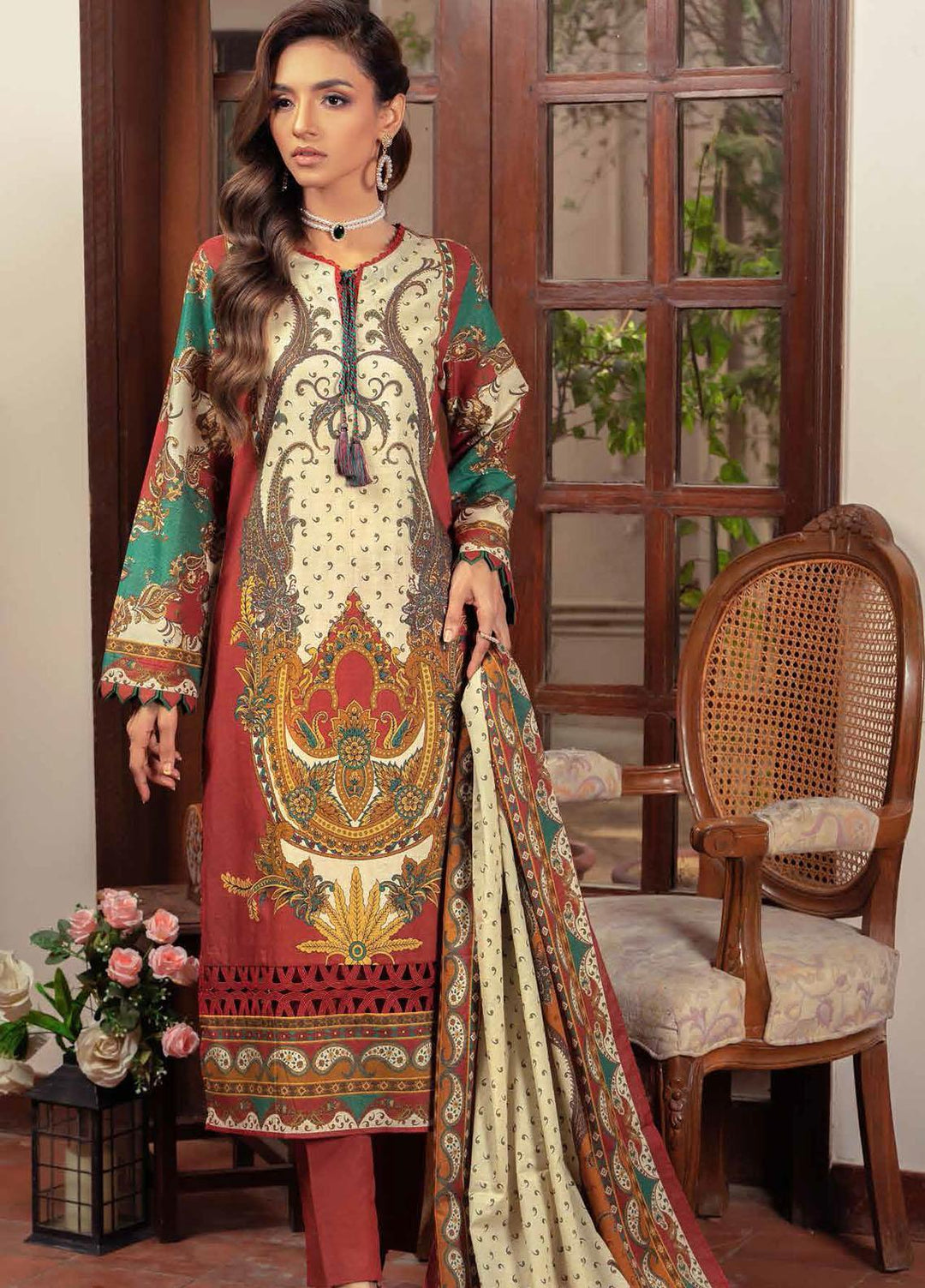 Gul Ahmed Printed  Suits Unstitched 2 Piece GA22CM TCN-22006 - Festive Collection