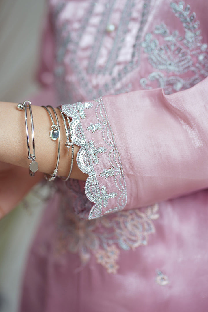 Reeza's Unstitched Embroidered Silk 3 Piece Tea Pink - Festive Collection