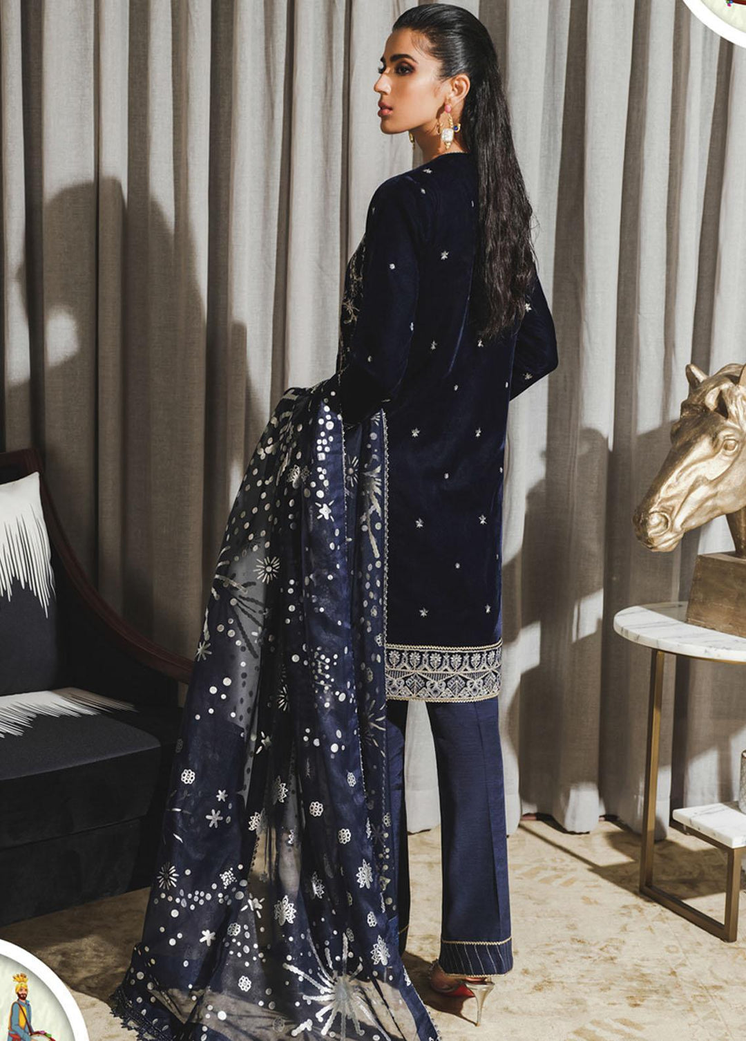 Tehwaar By Rang Rasiya Embroidered Velvet Suits Unstitched 3 Piece RR22T D-01 Fairuzah - Luxury Collection