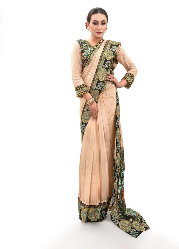 Tehwar By Norans Embroidered Silk  Unstitched Saree NO22T NSC-PR 01 - Winter Collection