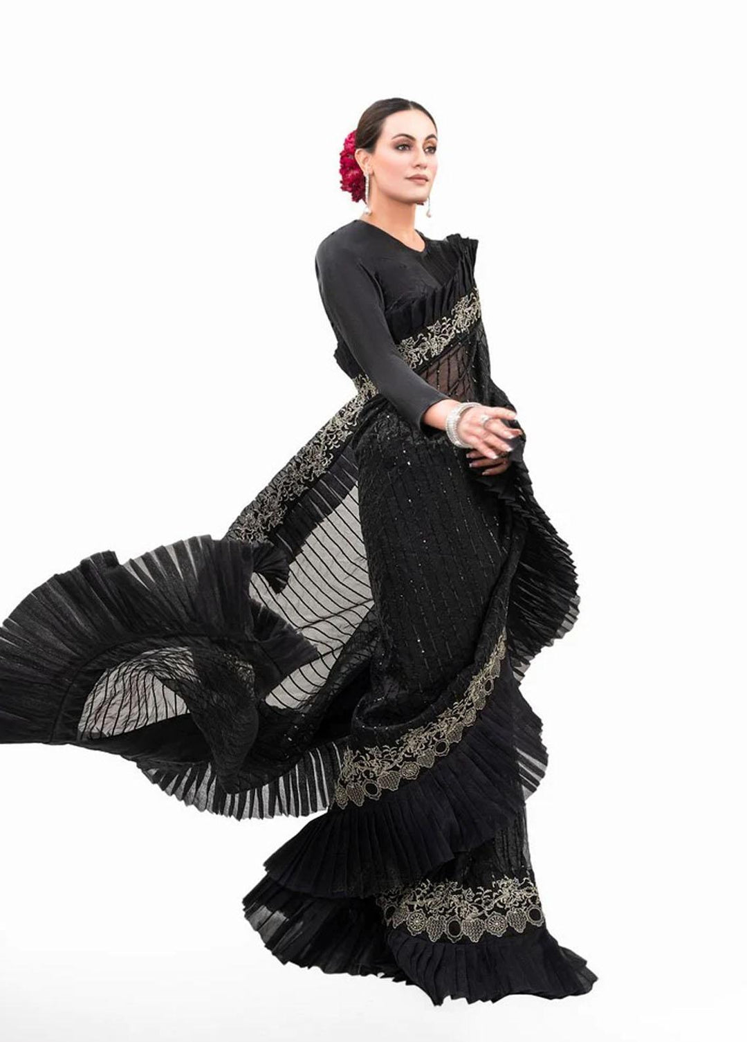 Tehwar By Norans Embroidered Silk  Unstitched Saree NO22T NSC-PR 05 - Winter Collection