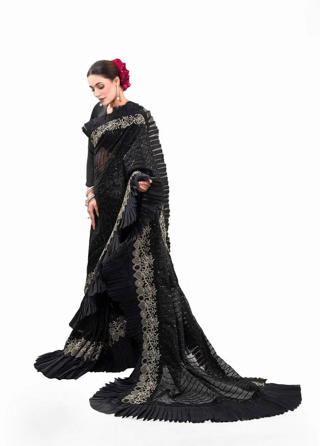 Tehwar By Norans Embroidered Silk  Unstitched Saree NO22T NSC-PR 05 - Winter Collection