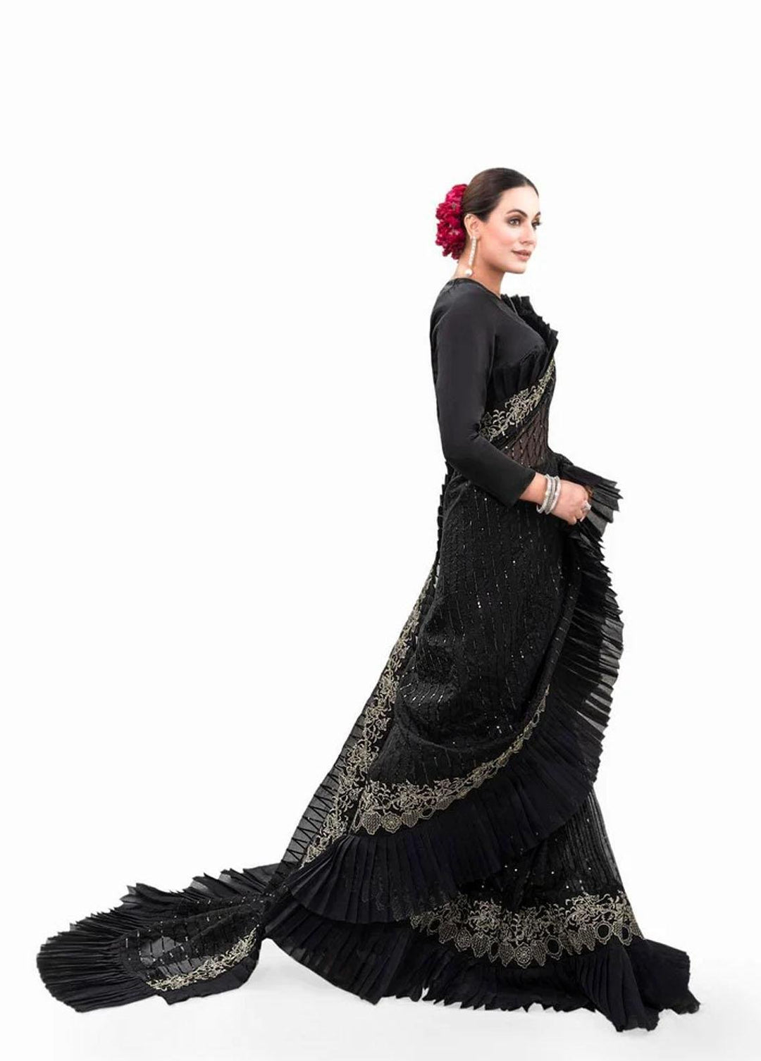 Tehwar By Norans Embroidered Silk  Unstitched Saree NO22T NSC-PR 05 - Winter Collection