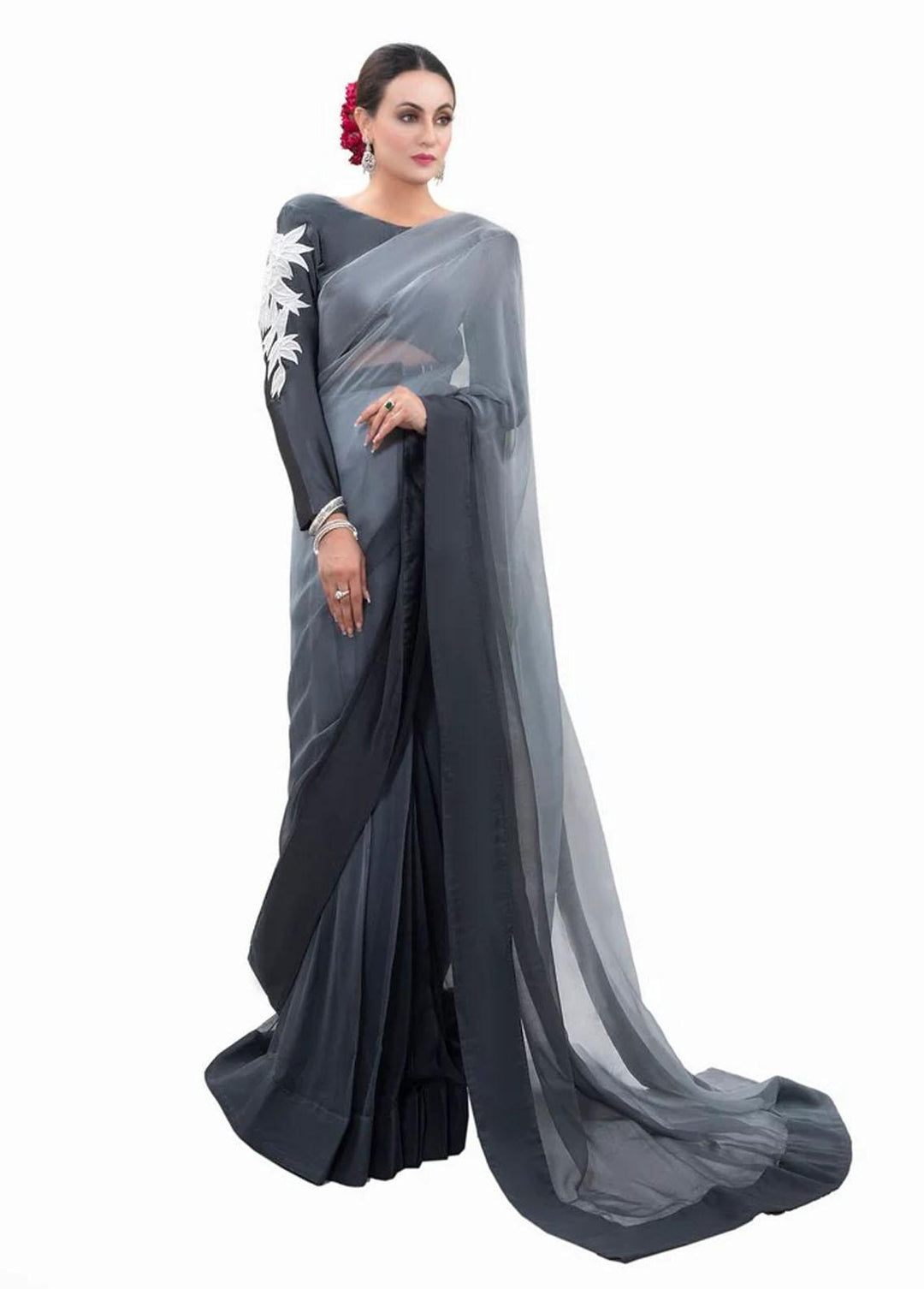 Tehwar By Norans Embroidered Silk  Unstitched Saree NO22T NSC-PR 07 - Winter Collection