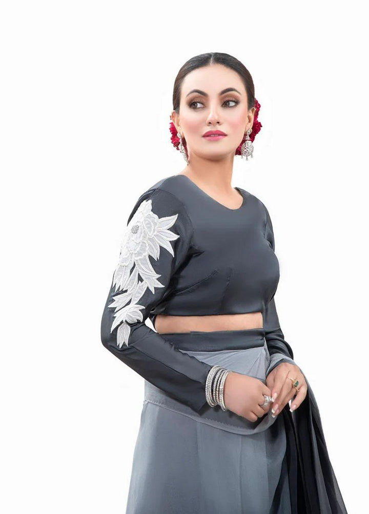 Tehwar By Norans Embroidered Silk  Unstitched Saree NO22T NSC-PR 07 - Winter Collection