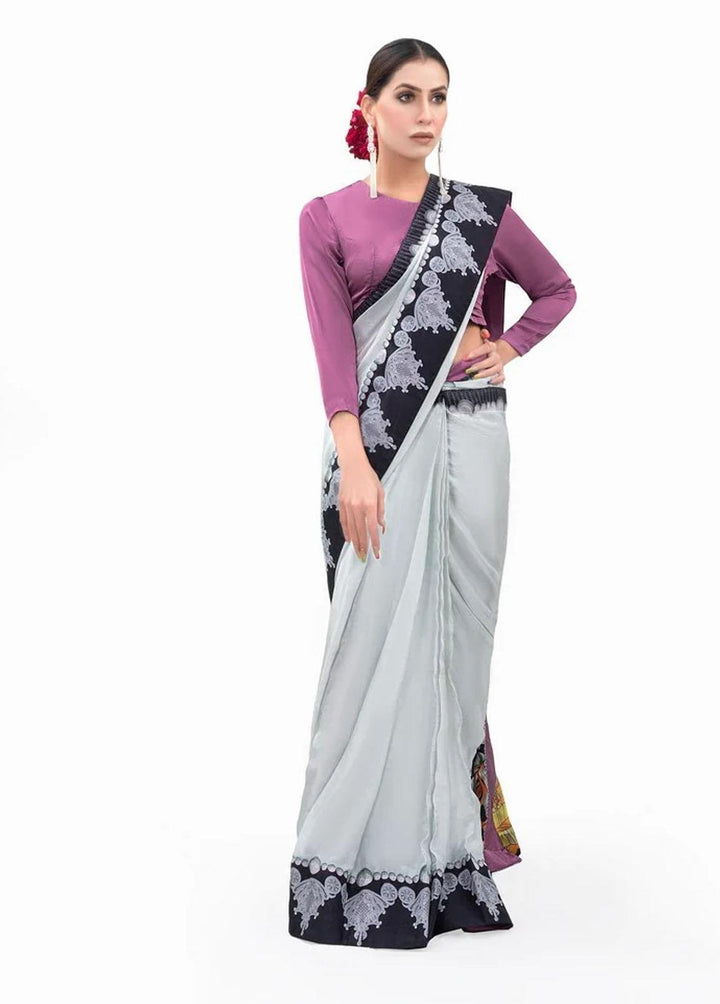 Tehwar By Norans Embroidered Silk  Unstitched Saree NO22T NSC-PR 08 - Winter Collection