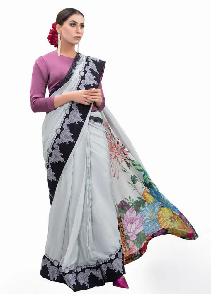 Tehwar By Norans Embroidered Silk  Unstitched Saree NO22T NSC-PR 08 - Winter Collection