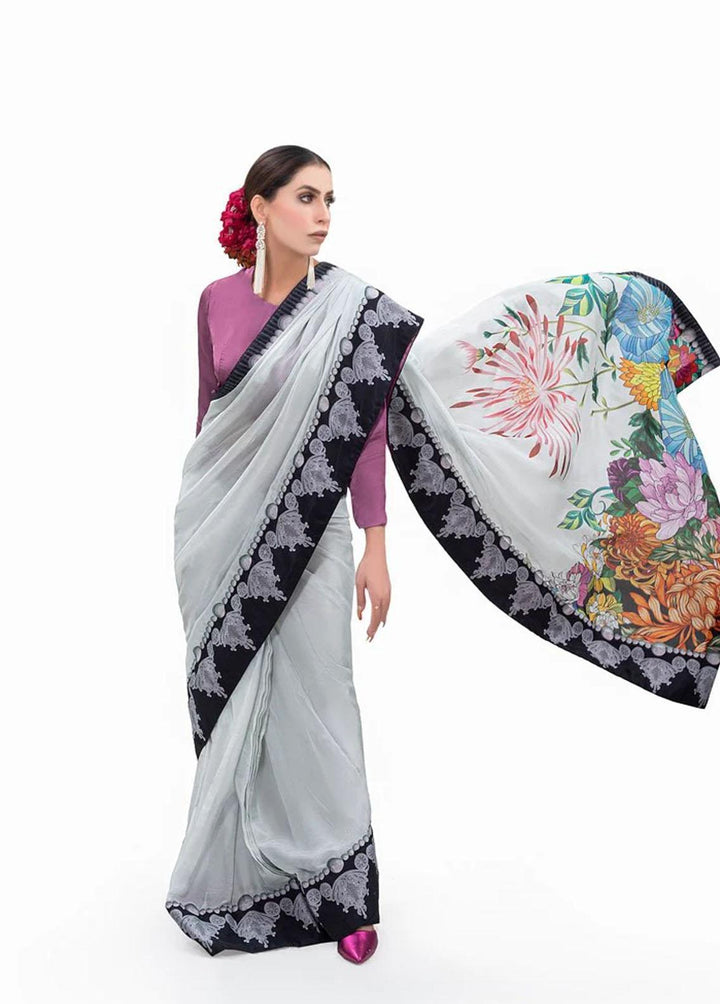 Tehwar By Norans Embroidered Silk  Unstitched Saree NO22T NSC-PR 08 - Winter Collection