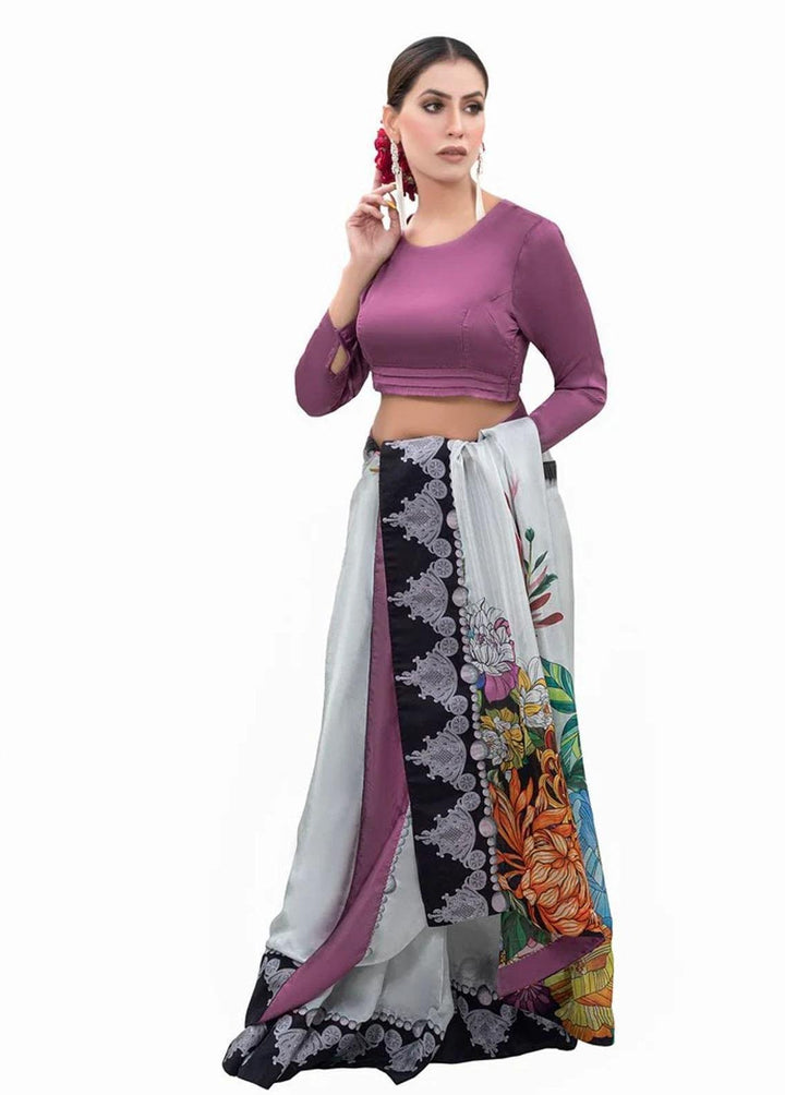 Tehwar By Norans Embroidered Silk  Unstitched Saree NO22T NSC-PR 08 - Winter Collection