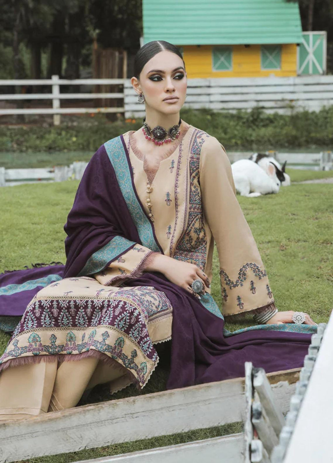 Tehzeeb By Aabyaan Embroidered Karandi Suits Unstitched 3 Piece ABY22T AK-03 Gumaan - Winter Collection