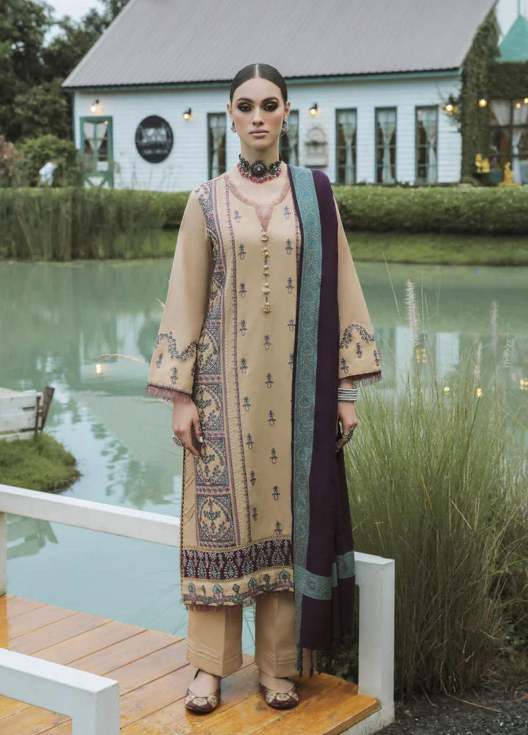 Tehzeeb By Aabyaan Embroidered Karandi Suits Unstitched 3 Piece ABY22T AK-03 Gumaan - Winter Collection